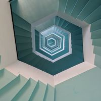 Minimalist geometric shapes in arctic blue tones